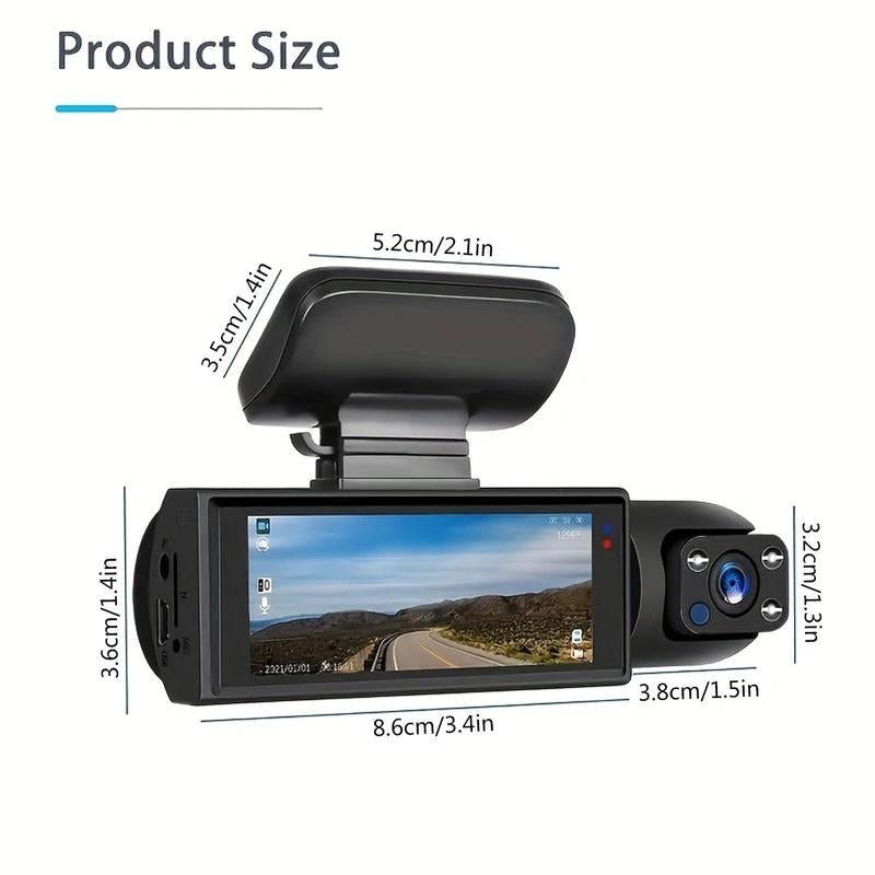 1080P Dual Recording Car DVR Camera with 32GB Card, Car Dashboard Video Cam with 3.16 Inch IPS Screen, Front & inside Video Cam with IR Night Vision, Loop Recording Car DVR Camera, Car Video Surveillance